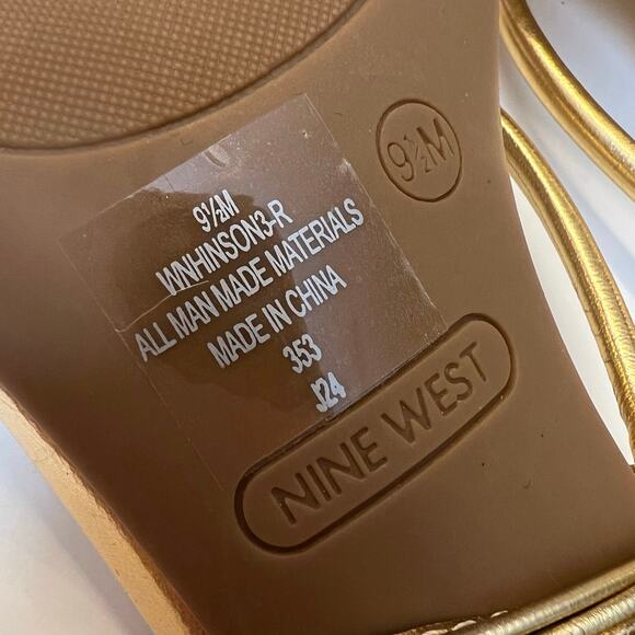NWOT Nine West Gold Ankle Tie Strappy Heels - 9.5 - Picture 7 of 7